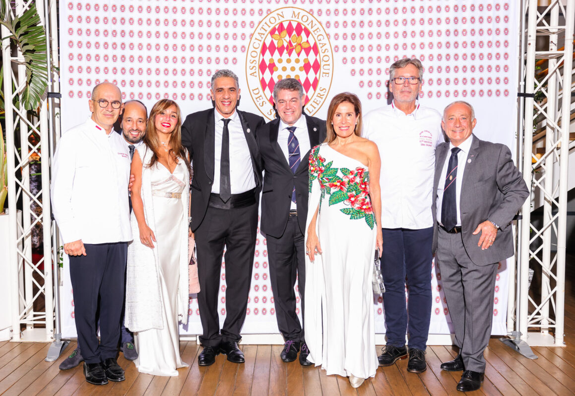 Gilles Brunner, President of the Grand Cordon d'Or of French Cuisine, Christian Garcia, Chef of the Prince's Palace of Monaco and President of the Club des Chefs des Chefs d'Etat, Jean-Laurent Basile, Chef of Thermes Marins and Frédéric Ramos, Chef executive of the Novotel Monte-Carlo, the MOF Jean-Claude Brugel, president of the Disciples Escoffier Riviera, Côte d'Azur, Corsica and Monaco and Luc Gamel, Hôtel Hermitage, Laurent Colin, Executive Chef of the Méridien Beach Plaza and Alexandre Lamberet his deputy